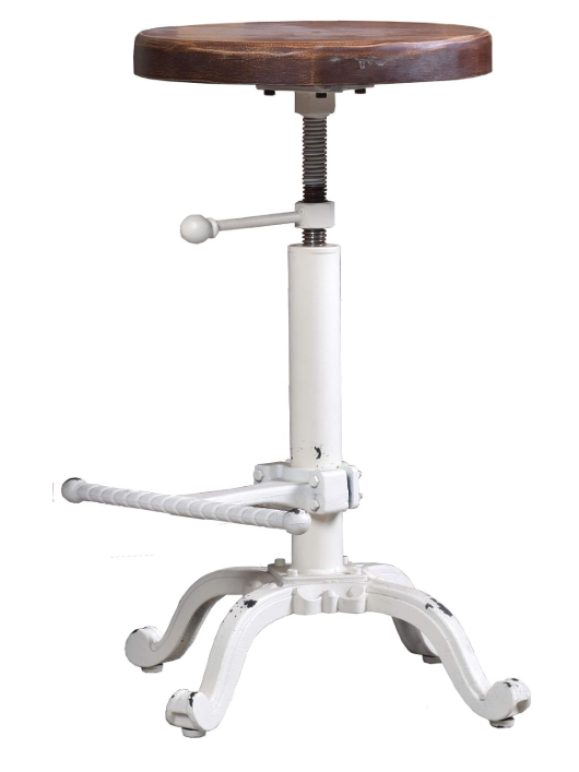 Tabouret bar Topower en bois blanc antique style industriel tracteur avec hauteur ajustable