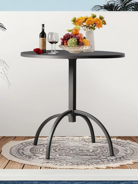 Table ronde Topower industrielle avec plateau bois et structure métal pour intérieur extérieur